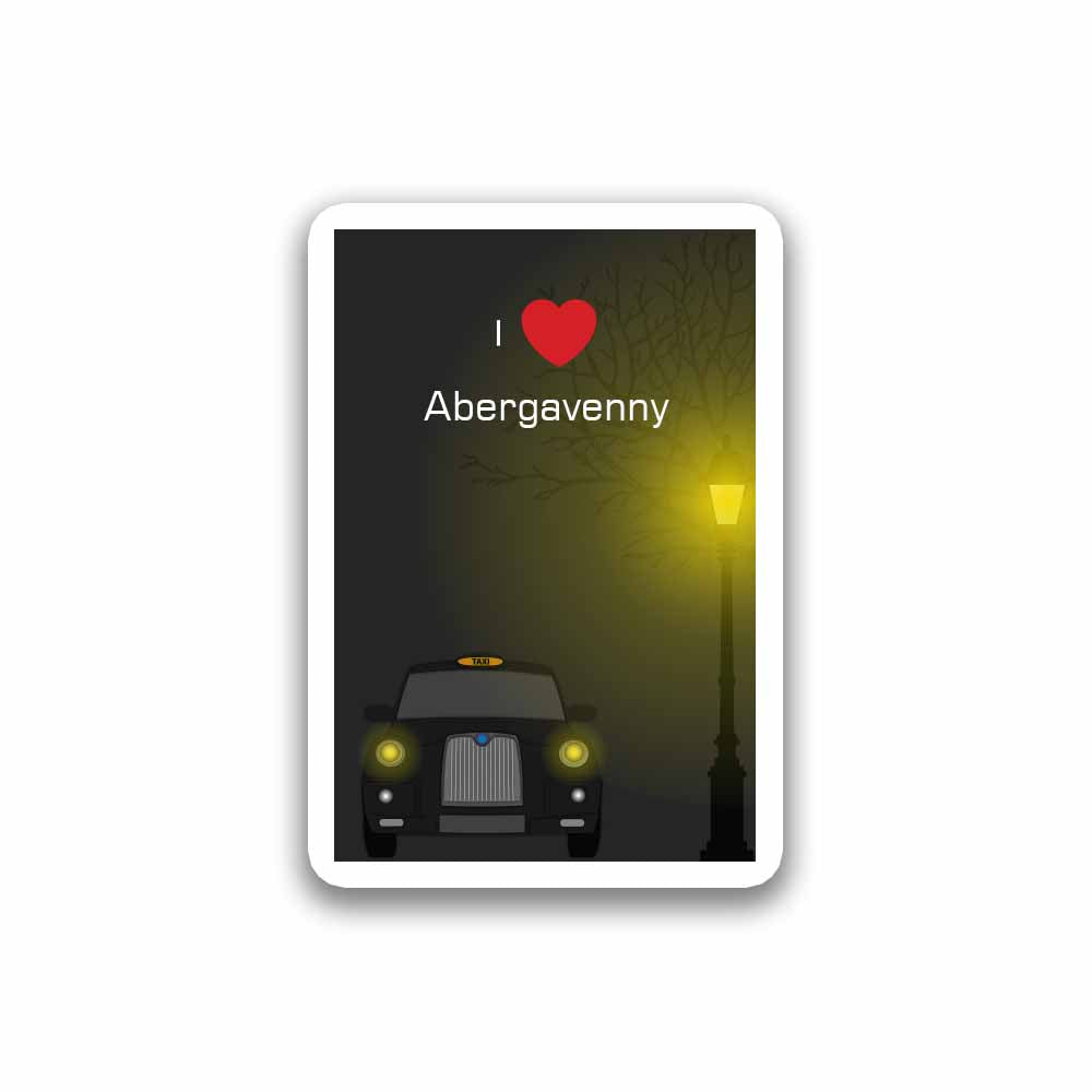 Abergavenny Taxi Black Fridge Magnet
