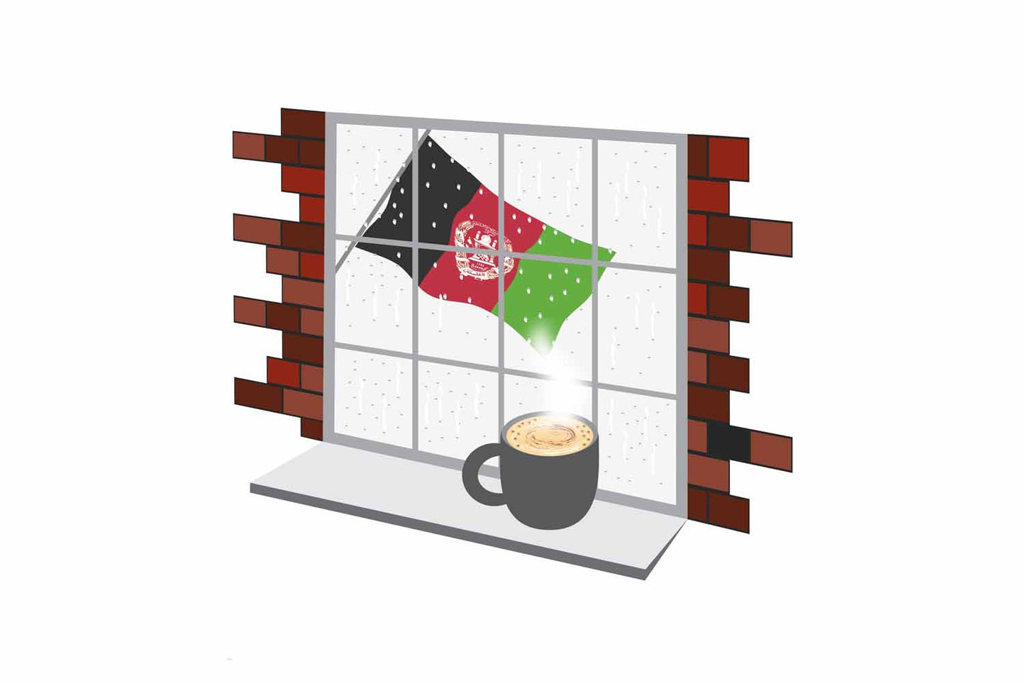 Afghanistan Coffee Rain Window Fridge Magnet