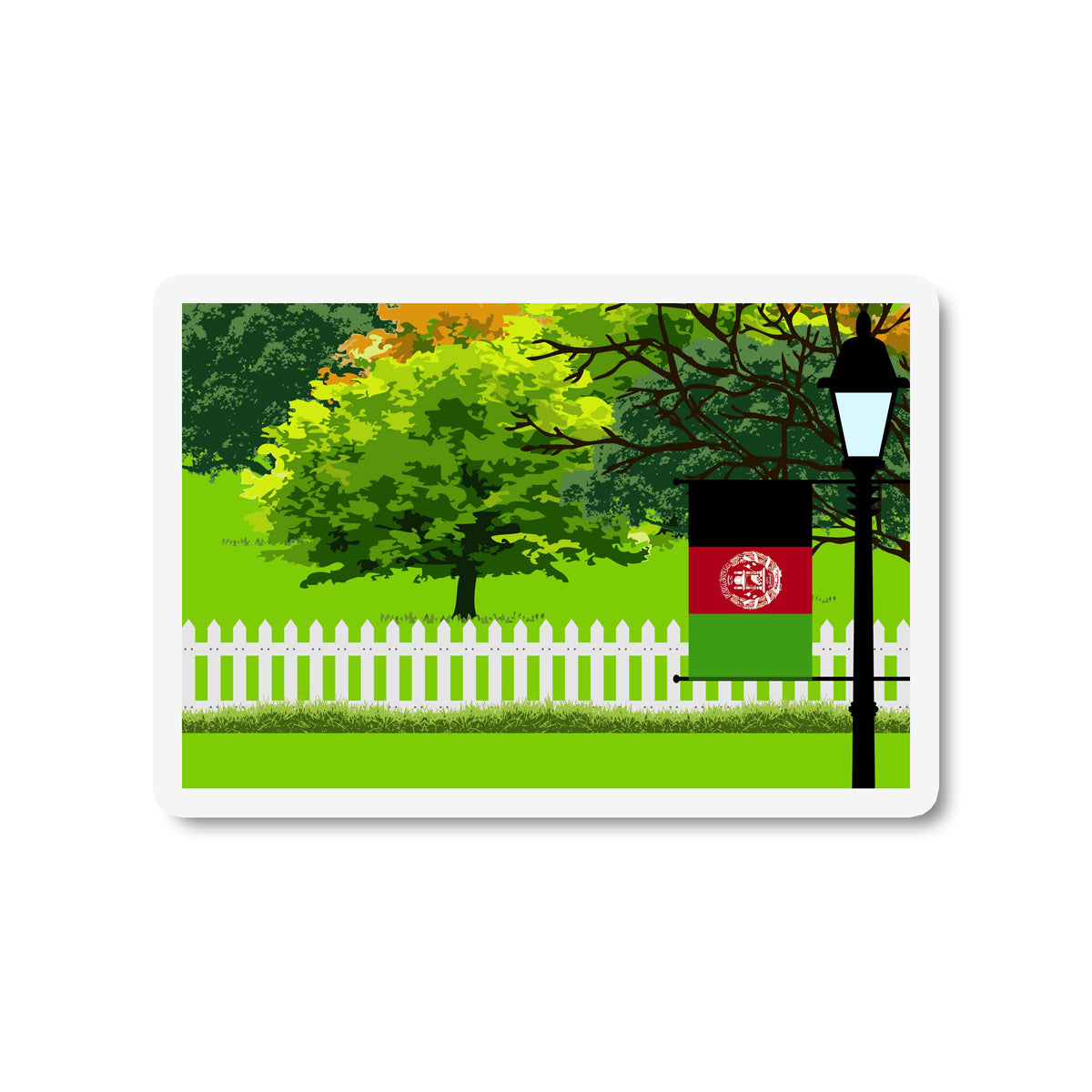 Afghanistan Trees Street Lamp Fridge Magnet
