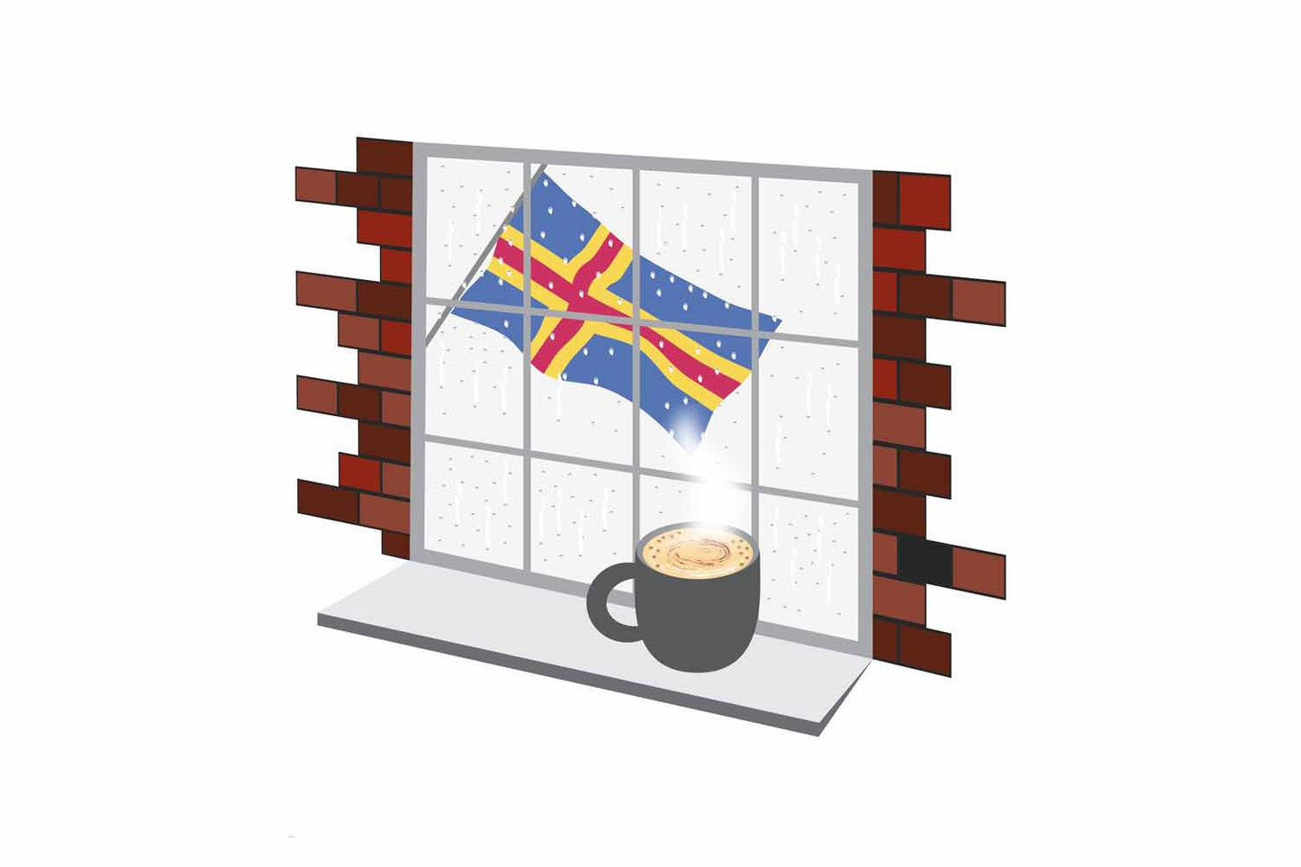 Aland Coffee Rain Window Fridge Magnet