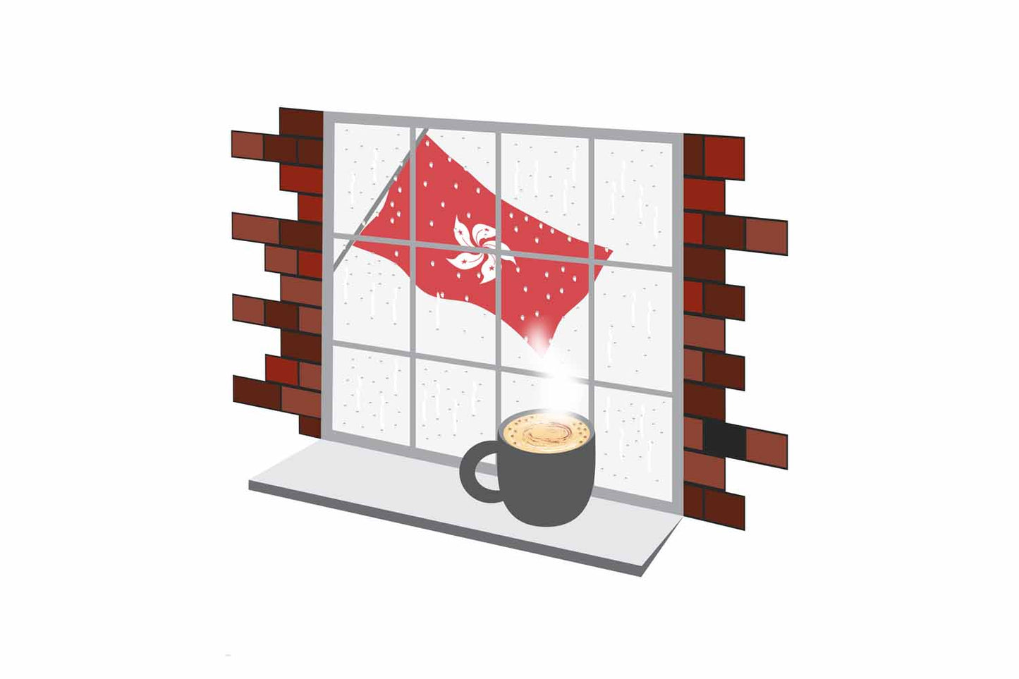 Hong Kong Coffee Rain Window Fridge Magnet