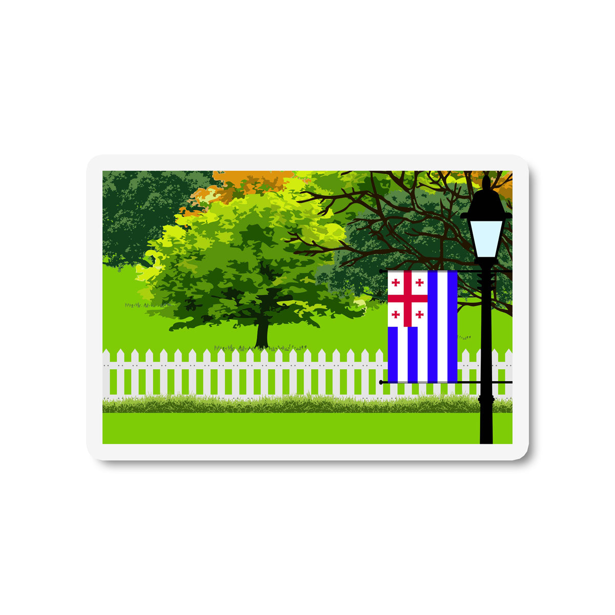 Ajaria Trees Street Lamp Fridge Magnet