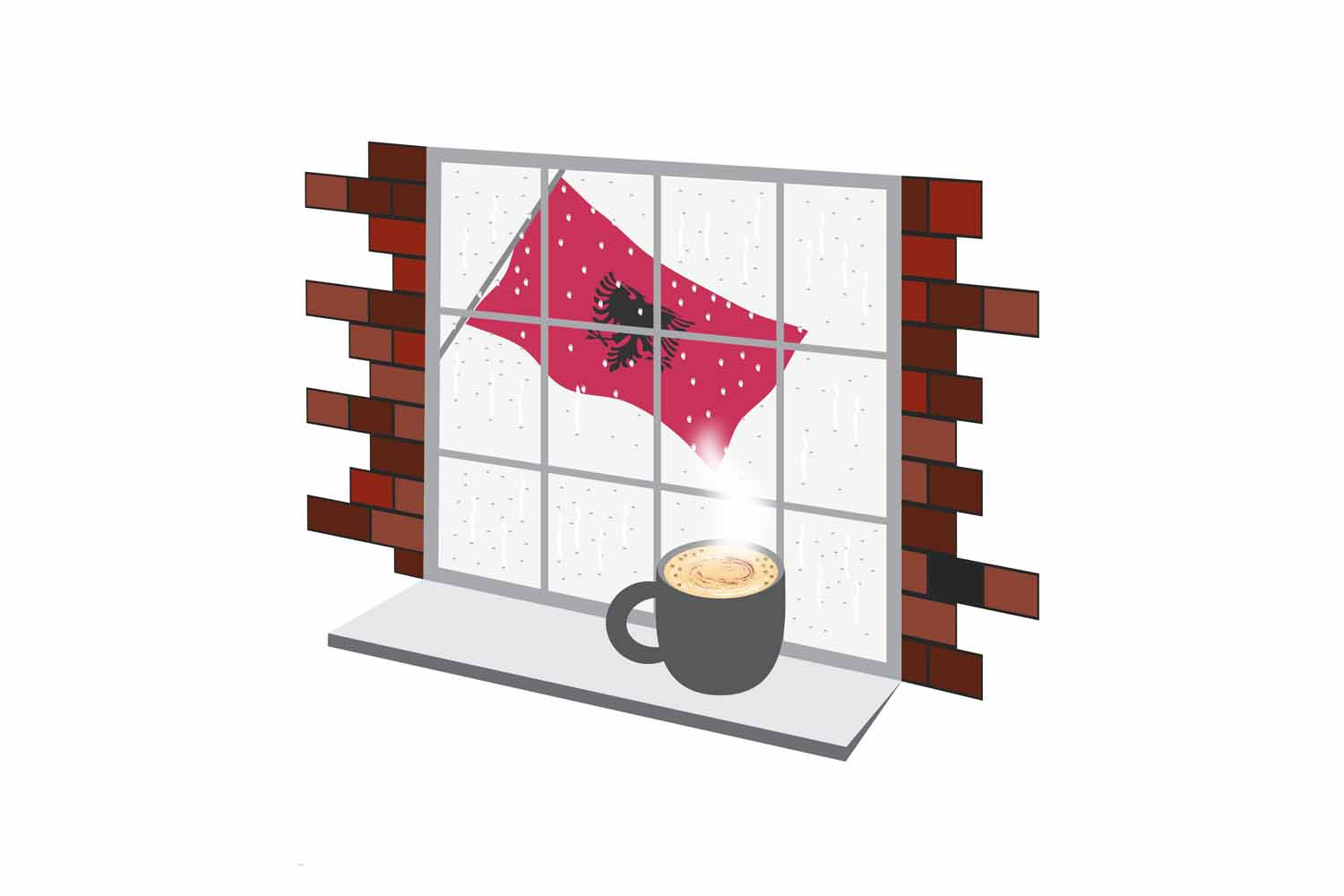 Albania Coffee Rain Window Fridge Magnet
