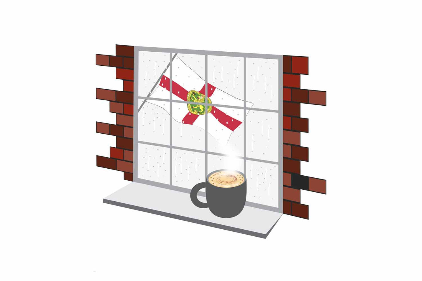 Alderney Coffee Rain Window Fridge Magnet