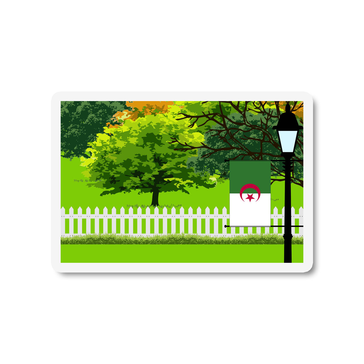 Algeria Trees Street Lamp Fridge Magnet