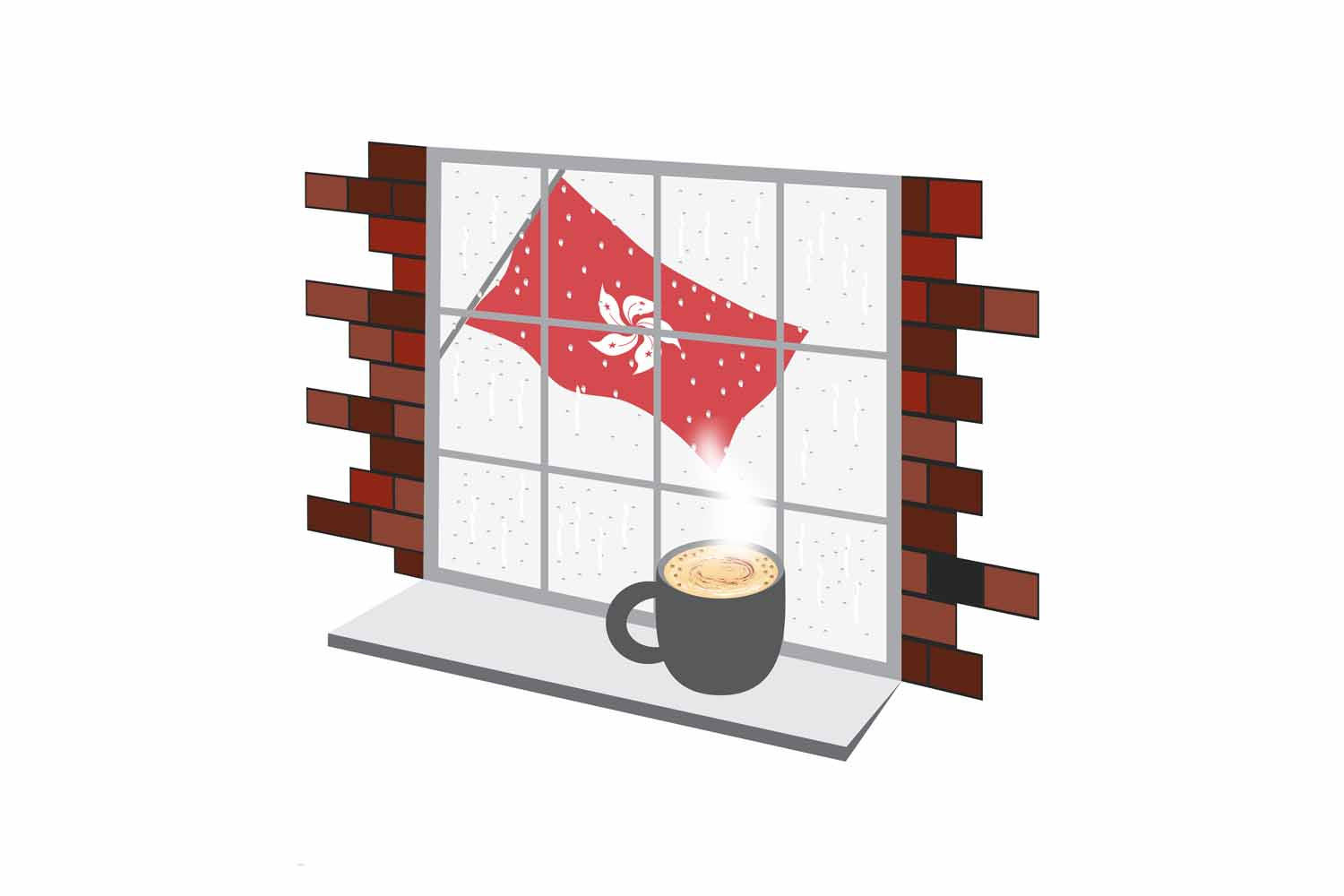 Hong Kong Coffee Rain Window Fridge Magnet
